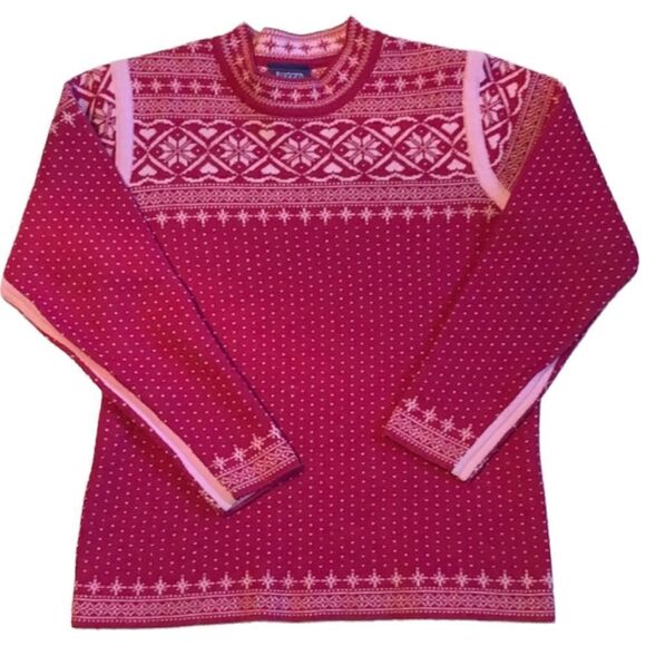 Rugged Bear Girls Sweater Pink Nordic Wool Blend - Size 10 - Picture 1 of 7